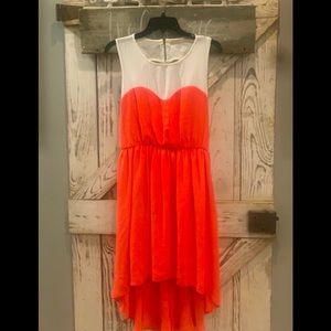 White & Coral sleeveless dress